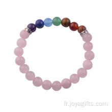 Bracelet en perles de quartz rose naturel Chakra 8MM Bracelet fantaisie